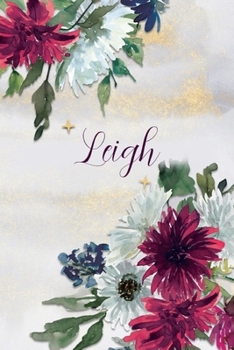 Leigh: Personalized Journal Gift Idea  for Women (Burgundy and White Mums)