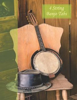 Paperback 4 String Banjo Tabs: Blank Tablature Paper Notebook: 200 Pages. Half Is 100 Pages of Blank Banjo Tabs, Half Is 100 Pages of Lined Paper for Book