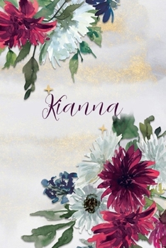 Paperback Kianna: Personalized Journal Gift Idea for Women (Burgundy and White Mums) Book