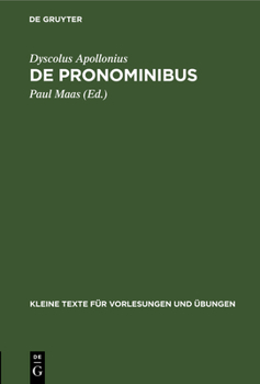 Hardcover de Pronominibus [Greek, Ancient (To 1453)] Book