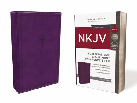 Paperback NKJV, Reference Bible, Personal Size Giant Print, Imitation Leather, Purple, Red Letter Edition, Comfort Print [Large Print] Book