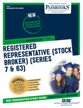 Paperback Registered Representative (Rr) (Stock Broker) (Series 7 & 63) (Ats-1): Passbooks Study Guide Volume 1 Book