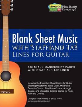 Paperback Blank Sheet Music with Staff and Tab Lines for Guitar: 100 Blank Manuscript Pages with Staff and Tab Lines Book