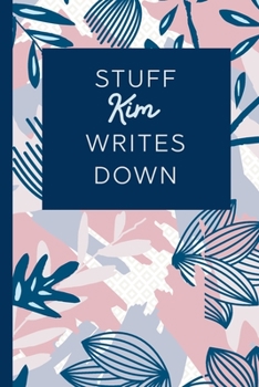 Paperback Stuff Kim Writes Down: Personalized Journal / Notebook (6 x 9 inch) STUNNING Navy Blue and Mauve Blush Pink Pattern Book