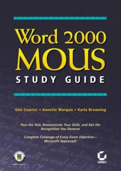 Paperback MOUS Word 2000 Quick Study Guide Book