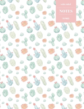 Wide Ruled Notes 110 Pages: Cactus Notebook for Kids, Teens and Students | Succulent Llama Pattern
