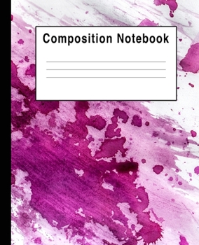 Paperback Composition Notebook: Pink And White Watercolor Art Splats Book