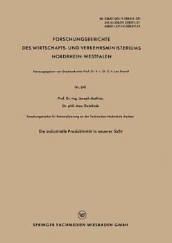 Paperback Die Industrielle Produktivität in Neuerer Sicht [German] Book