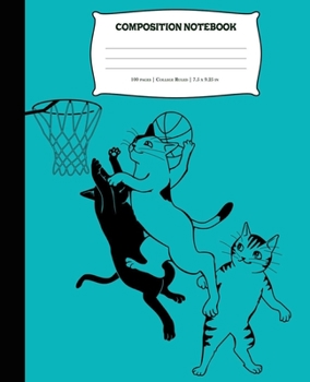 Composition Notebook: Baseball Cats Lined Pages Journal | Large 7.5 x 9.25 inches, 100 pages, White paper | Cats Notebook for Kids, Students