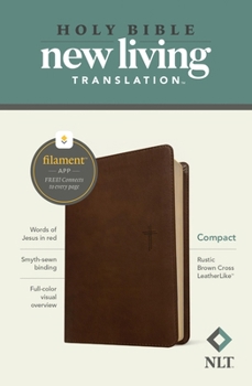 Imitation Leather NLT Compact Bible, Filament Enabled (Leatherlike, Rustic Brown Cross, Red Letter) Book