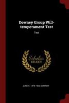 Paperback Downey Group Will-temperament Test: Test Book