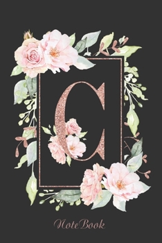 Paperback (c) Notebook: Unique Art Design: Rose Gold Monogram C: 6 x 9 Slimline, Wide Rule Lined Pages Book