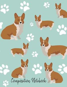 Paperback Composition Notebook: Welsh Corgi Paw Prints Cute School Notebook 100 Pages Wide Ruled Paper Book