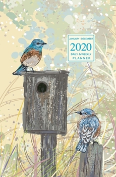 Paperback January - December 2020 Daily & Weekly Planner: Mini Calendar; Bonus Word Search Puzzles; Cute Bluebirds Art Book