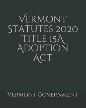 Paperback Vermont Statutes 2020 Title 15A Adoption Act Book