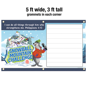 Vbs 2026 Snowball Mountain Challenge Outdoor Banner: Find Your Strength in God