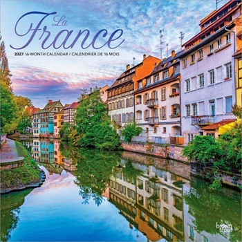 France 2027 12 X 24 Inch (Hanging) Monthly Square Wall Calendar Foil Stamped Cover English/French Bilingual Plastic-Free