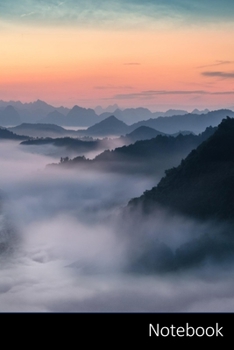 Notebook: Landscape,  Mountain,  Fog,  Sunset Notebook / Journal / Diary / Composition book - 6 x 9 inches (15,24 x 22,86 cm), 150 pages, glossy finish.