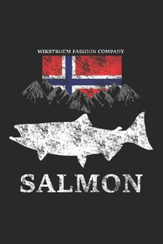 Paperback Wikstroem - Notes: Norway Banner Salmon Fish Mountain used look - Notebook 6x9 checkered Book