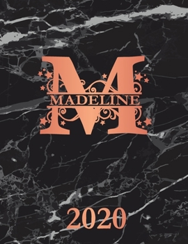 Madeline: 2020. Personalized Name Weekly Planner 2020. Monogram Letter M Notebook Planner. Black Marble & Rose Gold Cover. Datebook Calendar Schedule
