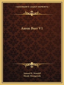 Paperback Aaron Burr V1 Book