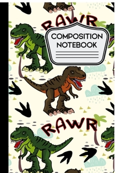 Paperback Composition Notebook: Dinosaur Notebook for Boys and Girls 7.5 X 9.25 - 100 Pages Book