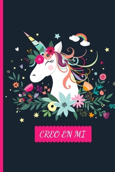 Creo en Mi: Cuaderno Punteado A5 (6X9 in) para tomar notas, diario, apuntes, caligrafia, lettering, dot grid bullet journal I Tema Unicornio Flores Negro 120 pag (Spanish Edition)
