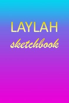 Paperback Laylah: Sketchbook - Blank Imaginative Sketch Book Paper - Pink Blue Gold Custom Letter L Personalized Cover - Teach & Practic Book