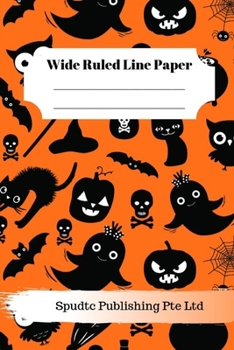 Paperback Scary Bat, Ghost and Pumpkin Theme Wide Ruled Line Paper Book