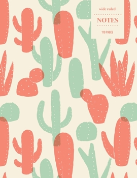 Wide Ruled Notes 110 Pages: Cactus Notebook for Kids, Teens and Students - Succulent Llama Pattern