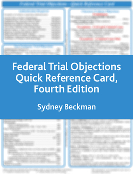 Paperback Federal Trial Objections Reference Card Book