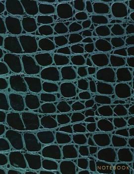 Notebook: Black and Dark Blue Color Alligator Skin Style - Embossed Style Lettering - Softcover - 150 College-ruled Pages - 8.5