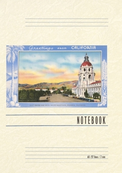 Paperback Vintage Lined Notebook Greetings from California, Pasadena Book