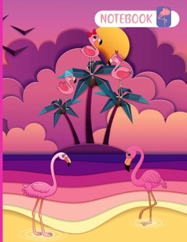 Flamingo Notebook College Ruled Jounal Set For Girls,Little Girl.One Subject School Exercise Book-Pink Flamingo Watercolor (Wide Ruled - 110 Pages)