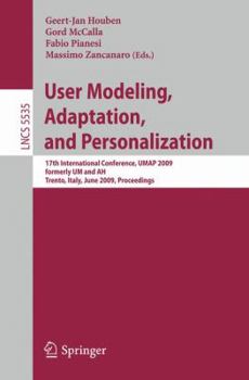 Paperback User Modeling, Adaptation, and Personalization Book