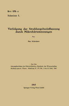 Paperback Verfolgung der Strahlungsbeeinflussung durch Mikrohärtemessungen [German] Book