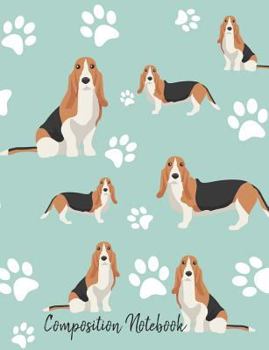 Paperback Composition Notebook: Basset Hound Paw Prints Cute School Notebook 100 Pages Wide Ruled Paper Book