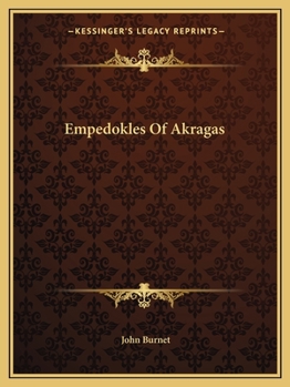 Paperback Empedokles Of Akragas Book