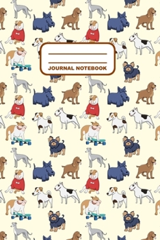 Journal Notebook: Notebook, Journal, Or Diary  | Dogs Pattern Cover Design | 110 Blank Lined Pages | 6" X 9" | Matte Finished Soft Cover