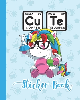 Paperback Sticker Book: Permanent Blank Sticker Collection Book for Girls with Cute Unicorn Scientist, Album with White 8x10 Inch Pages for Co Book