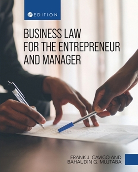 Paperback Business Law for the Entrepreneur and Manager Book