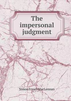 Paperback The impersonal judgment Book