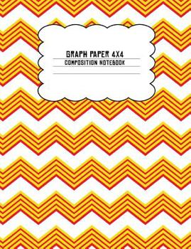 Paperback Graph Paper 4x4 Composition Notebook: Yellow Red White Zig Zag Chevron Book