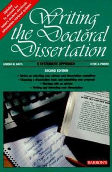 Paperback Writing the Doctoral Disseration Book