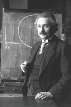 Paperback Albert Einstein Standing in front of Blackboard - Black and White Picture - Blank Lined Notebook Book