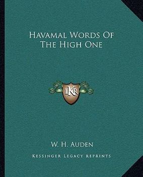 Paperback Havamal Words Of The High One Book