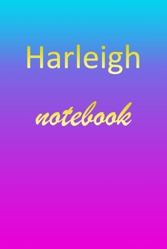 Harleigh: Blank Notebook | Wide Ruled Lined Paper Notepad | Writing Pad Practice Journal | Custom Personalized First Name Initial H Blue Purple Gold ... Homeschool & University Organizer Daybook
