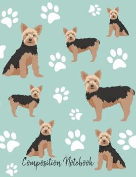 Paperback Composition Notebook: Yorkshire Terrier Paw Prints Cute School Notebook 100 Pages Wide Ruled Paper Book