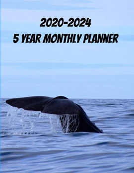 Paperback 2020-2024 5 Year Monthly Planner: 8.5 X 11 60 Month Agenda Planner ocean with whale design cover Book