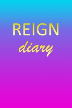 Paperback Reign: Journal Diary Personalized First Name Personal Writing Letter R Blue Purple Pink Gold Effect Cover Daily Diaries for J Book